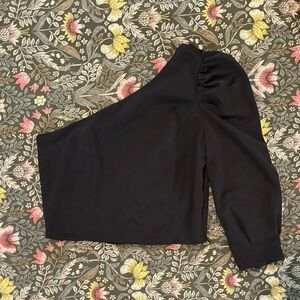 SUGARLIPS Juleen Asymmetric One Shoulder Puffed
Sleeve Stretch Knit Top M